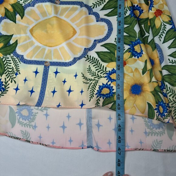 NWT Oceanus Camille Satin Midi Dress Colorful Tropical Floral Small - Picture 10 of 16